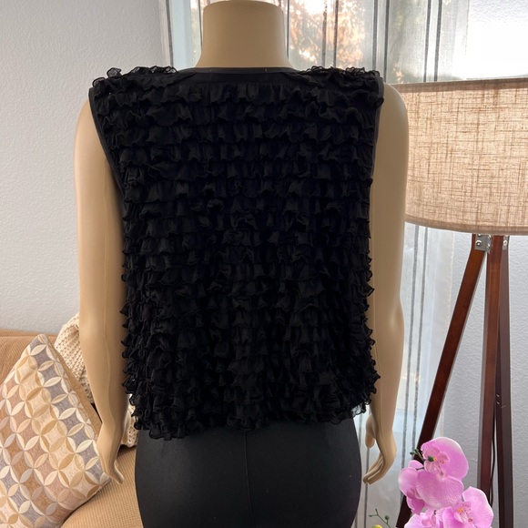 Vintage Rodebjer Black Ruffle Open Front Cardigan Size S Small - Picture 2 of 8